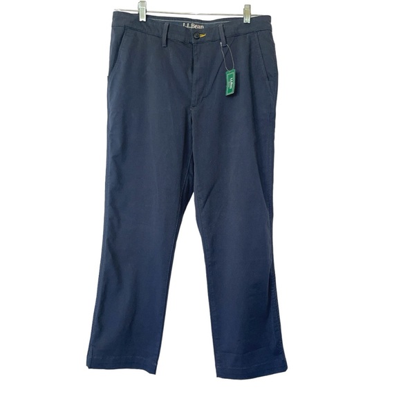 NWT L.L. Bean Comfort Stretch Chino Pant Navy 33 W x 29 In Carbon Navy - Picture 1 of 9